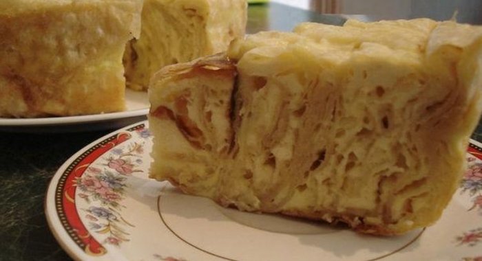 Пирог из лаваша с творогом