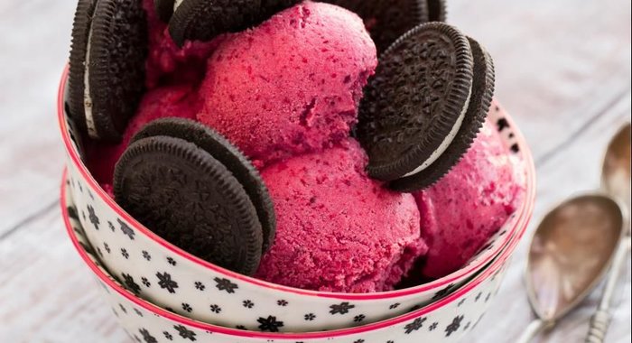 Клюквенный сорбет с шоколадным печеньем