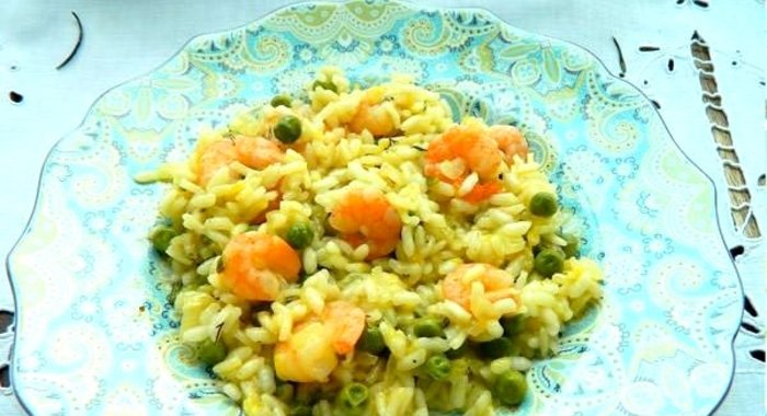 Ризотто с креветками и сливками