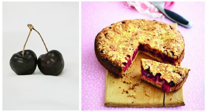 Пирог из черешни со сметаной