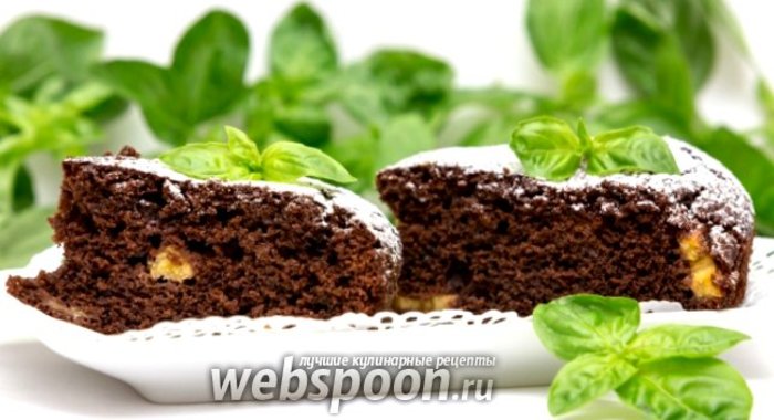 Шоколадно-банановый пирог с базиликом