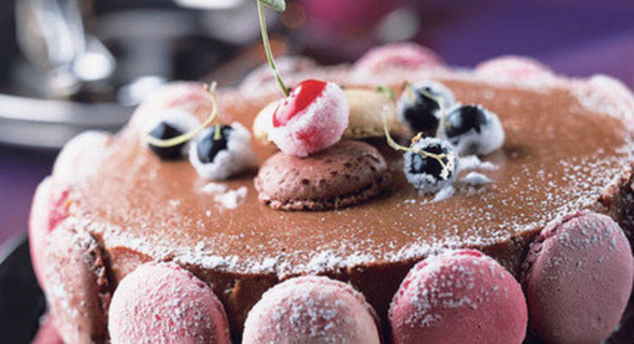 Баварский торт-желе из двух сортов шоколада с засахаренными фруктами