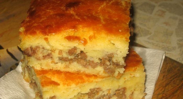 Пирог на кефире с мясным фаршем