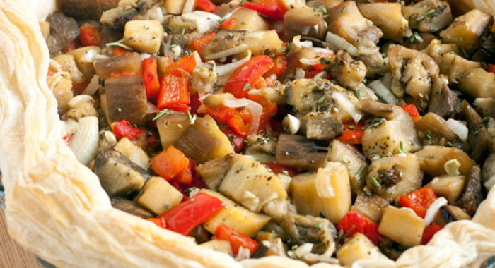 Быстрый тарт с баклажанами