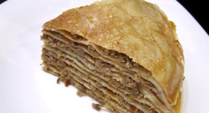 Блинный торт с фаршем