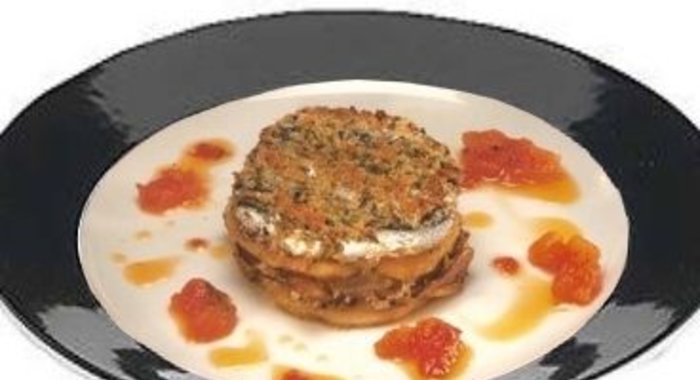 Тортино с анчоусами белыми грибами и картофелем