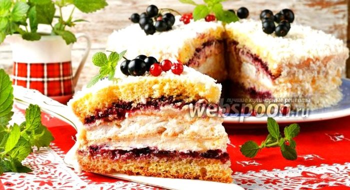 Торт с безе и бисквитом