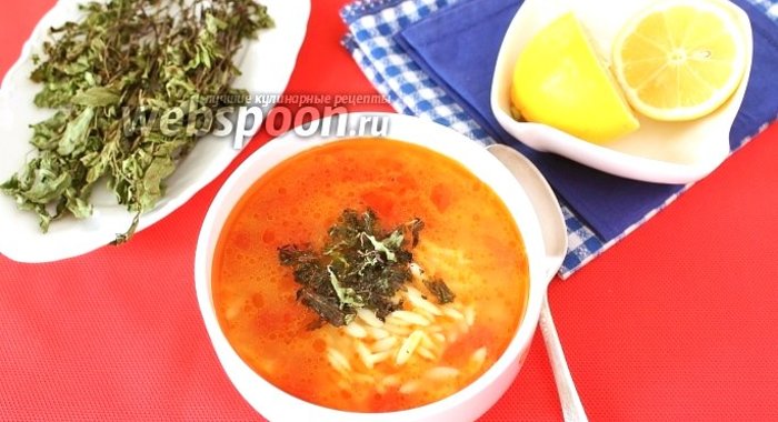 Томатный суп с пастой орзо