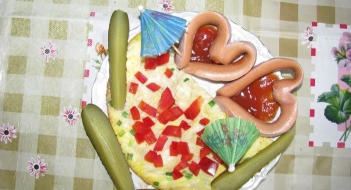 Завтрак на двоих яичница сердечком