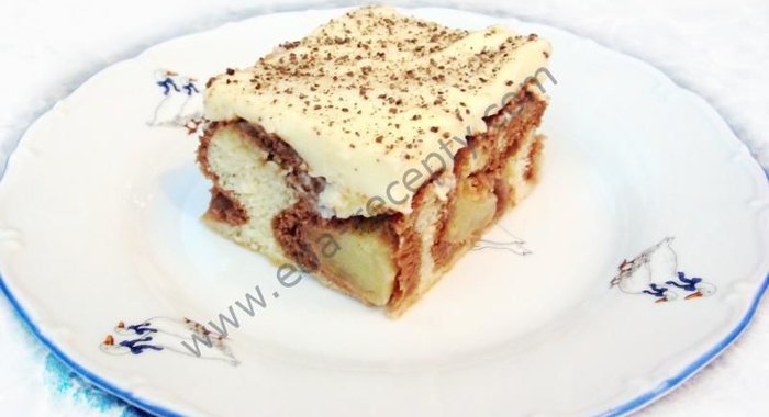 Бисквитный торт с масляным кремом и яблоками