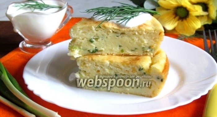 Запеканка на кефире с зелёным луком