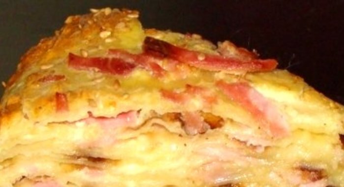 Сырный торт с ветчиной