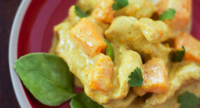 Курица карри с тыквой сквош