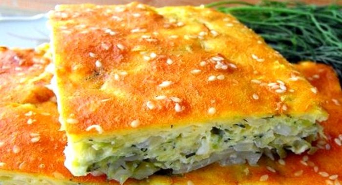 Заливной пирог с капустой на кефире