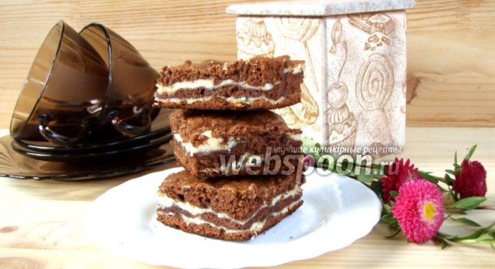 Шоколадно-творожный мраморный пирог
