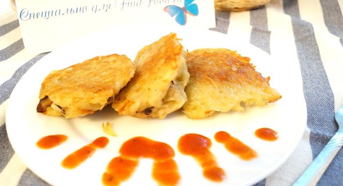 Картофельные драники с шампиньонами