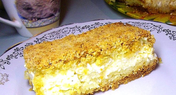 Песочный пирог с творогом