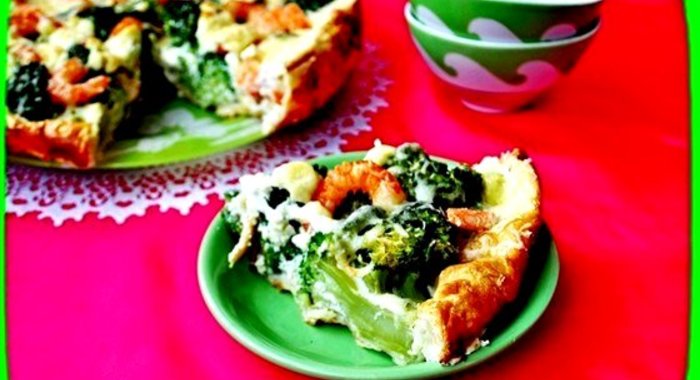 Торт с брокколи и креветками