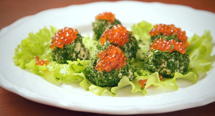 Закуска с красной икрой