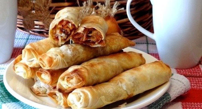 Пирожки из теста фило с капустой