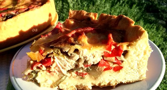 Пирог с баклажанами и куриной грудкой