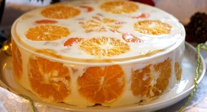 Торт с фруктами и желатином