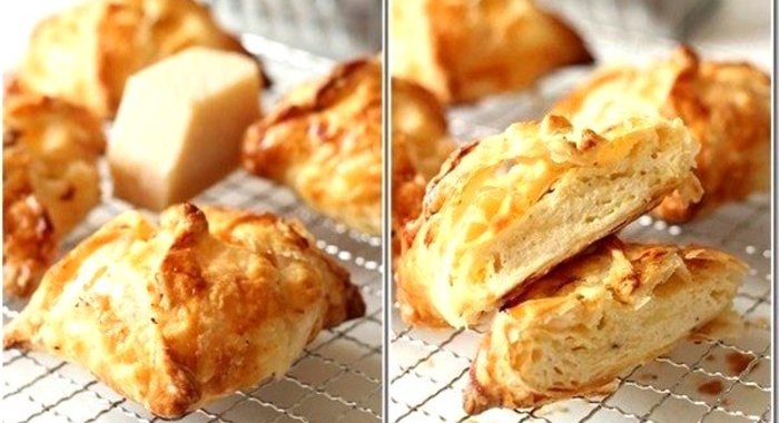 Слойки с сыром и творогом