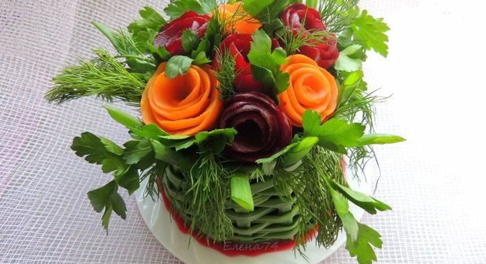 Овощной салат с грибами