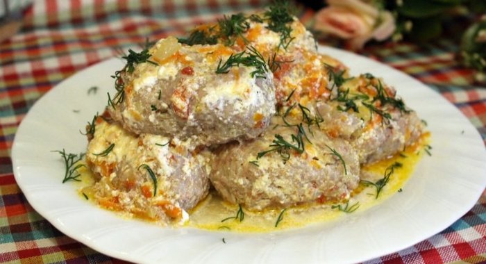 Ленивые голубцы запеченные в сметане