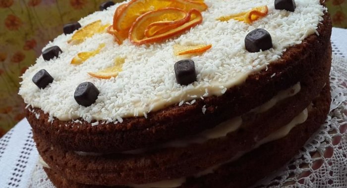 Морковный торт с заварным кокосовым кремом