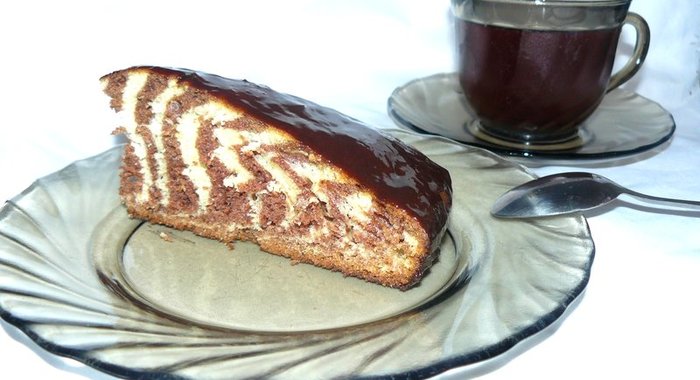 Торт зебра в шоколадной глазури