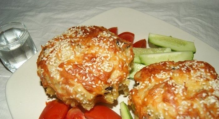 Маффины с курицей и грибами