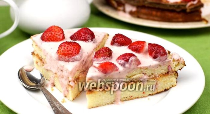 Творожный торт с клубникой