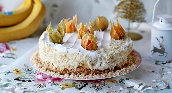 Торт с бананом и сливочным кремом