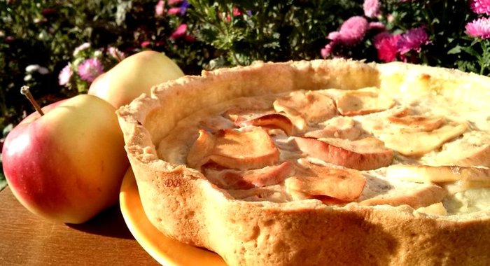 Яблочный пирог со сметанной заливкой (очень вкусный)
