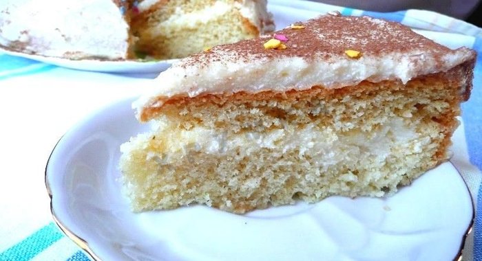 Бисквитный торт с заварным кремом