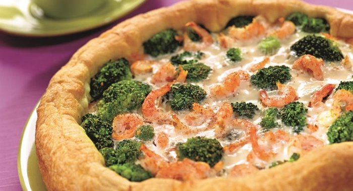 Торт с брокколи и креветками