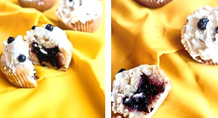 Лимонные капкейки с ягодной начинкой