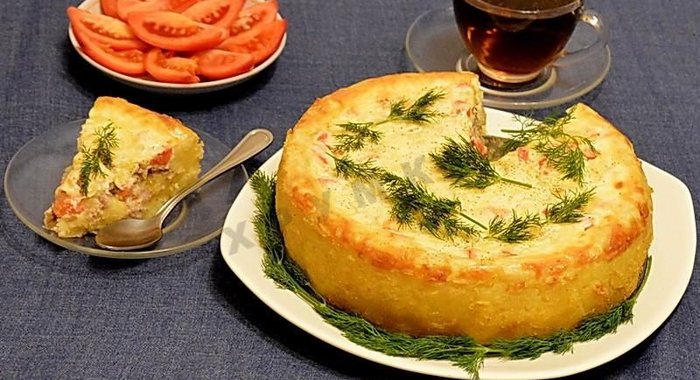 Картофельный пирог с сельдью