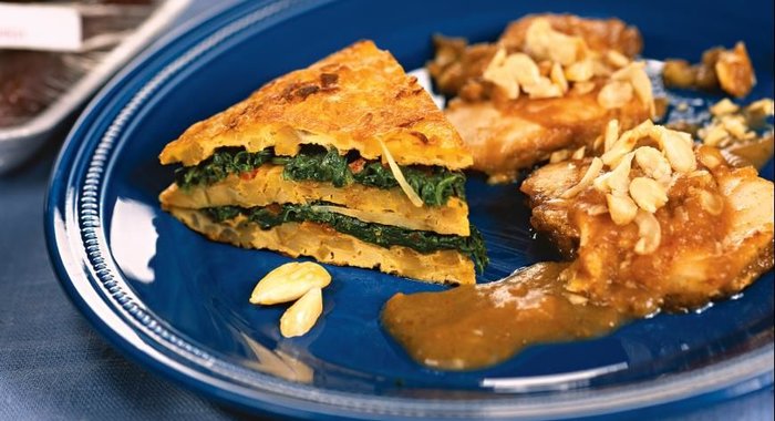 Грудка индейки с финиками и яичным пирогом