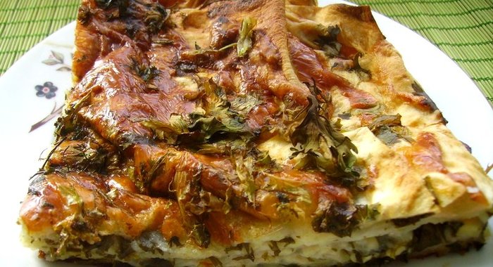 Пирог из лаваша с грибами