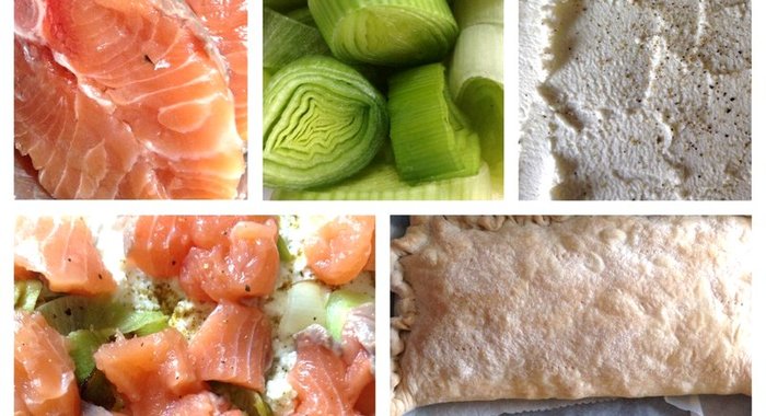 Слоеный пирог из семги с рикоттой