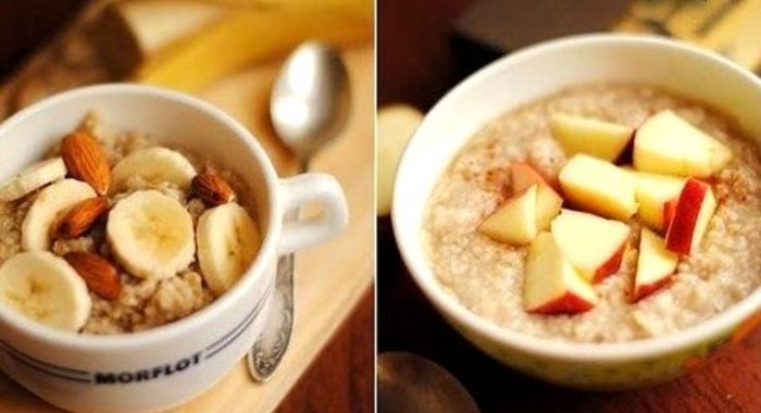 Овсянка на воде с яблоками