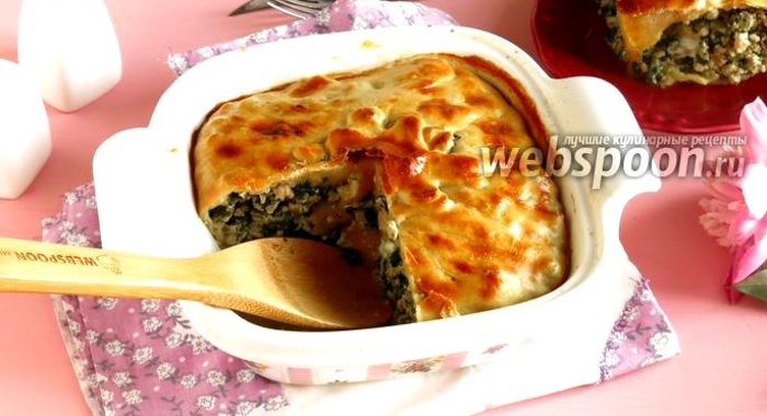 Пирог с фаршем и шпинатом