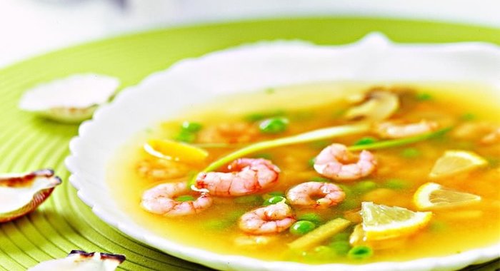 Вьетнамский суп с креветками и грибами