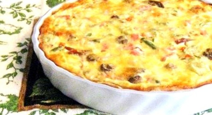 Пирог с грибами и ветчиной