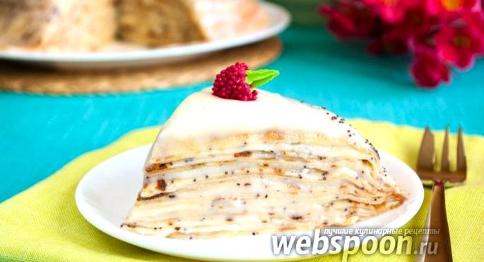 Сладкий блинный пирог с маком