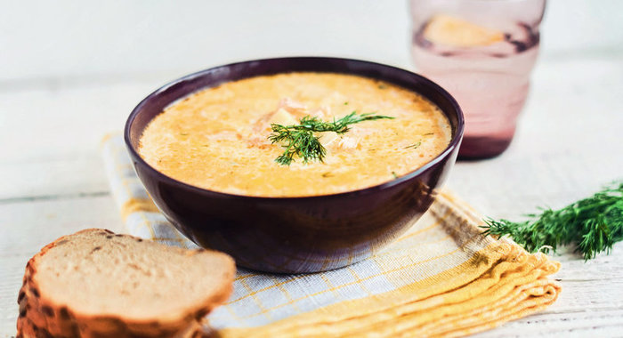 Сливочный суп с семгой