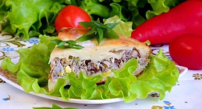 Заливной пирог с рыбой