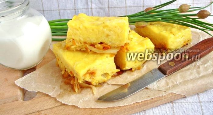 Заливной пирог с капустой в мультиварке